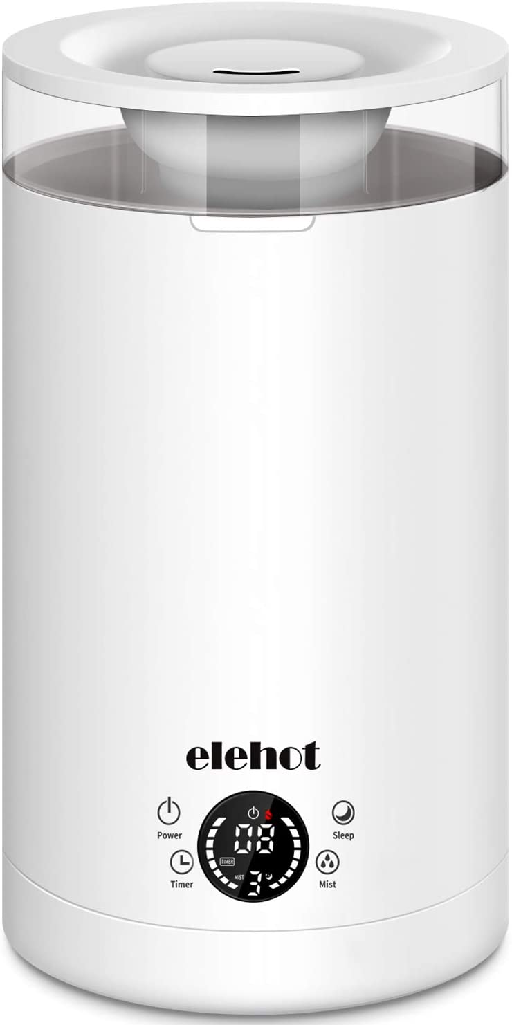 Umidificatore Ambienti ad Ultrasuoni Capacità 3L Diffusore di Olio Essenziali Display LED Timer 12h Riempimento dall’Alto Due Bocchette Emissione Vapore ELEHOT