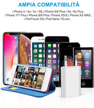 Carica l'immagine nel visualizzatore di Gallery, BERLS Caricabatterie per i phone 8, 8 Plus, 5S, 6, 6S, 6 Plus, 6S Plus, 7, 7 Plus, XS, X, XS Max, i Pod Touch 5G, Nano 7G 5V 1A Caricatore con Cavo Ricarica USB 5W