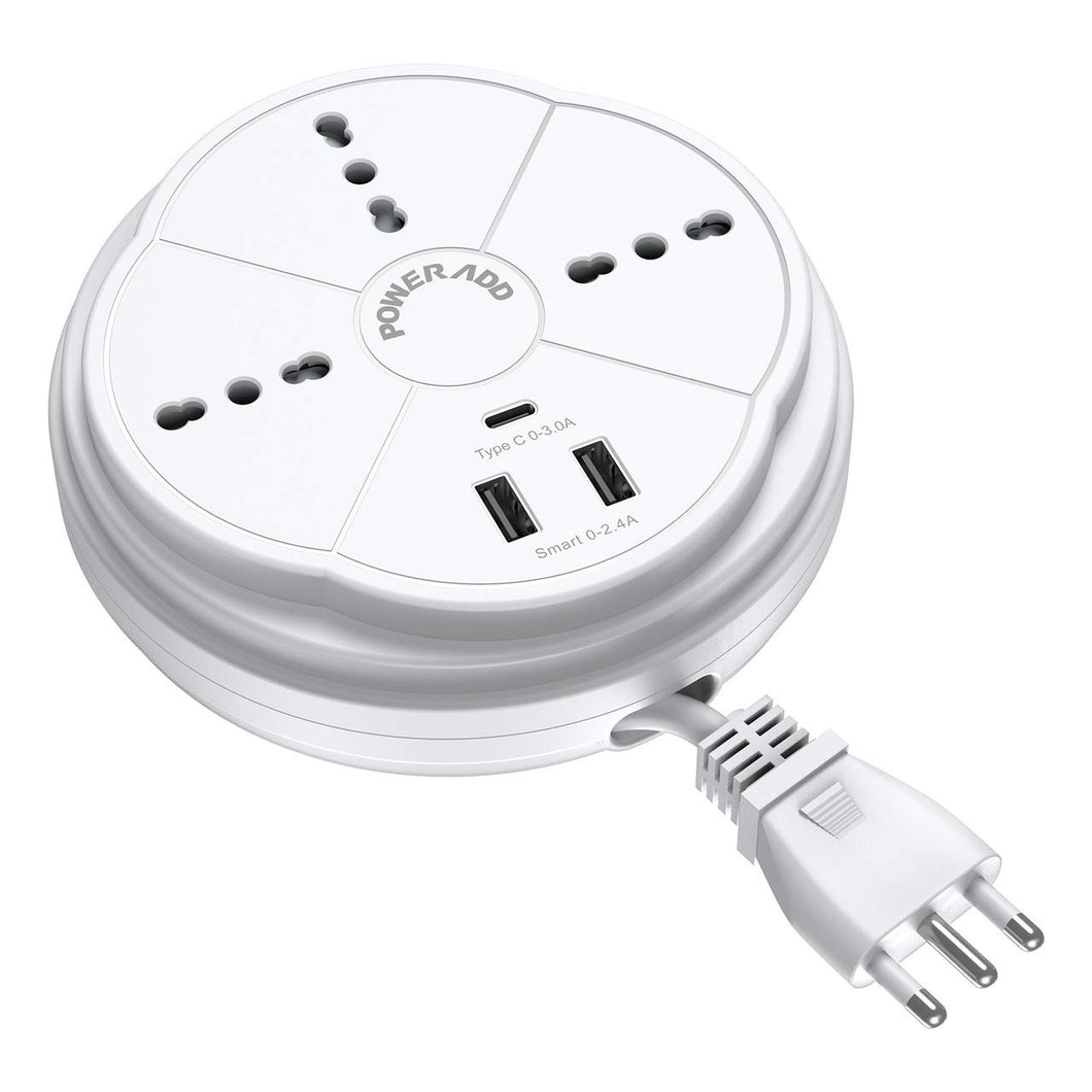 POWERADD Presa Multipla USB - Multipresa con 3 Prese 16cm*16cm*6cm, Bianca