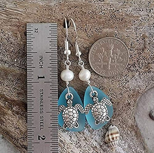 Fatti a mano alle Hawaii,"Doppia Turtles" Turquoise Bay orecchini di vetro... - Ilgrandebazar