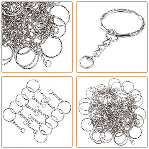 Lictin 60 pezzi anelli per portachiavi 25mm argento tono Zigrinato...