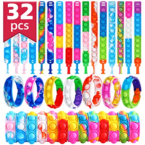 Dora Sicom da 32 pezzi Bracciale in silicone, set da gioco con bracciale in gomma, braccialetto con fossette in gomma semplice per bambini/adulti, Ideale come gadget per feste bambini