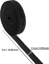 Carica l&#39;immagine nel visualizzatore di Gallery, 11 Yarde Elastica per Asole Bobina di Fasce Elastiche Cavo Elastico Piatto a Fascia da Cucito con Asola, 2 Pacchi (Bianco e Nero, 1,5 cm di Larghezza)