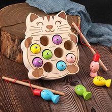 Carica l'immagine nel visualizzatore di Gallery, Giochi Montessori Magnetici di Pesca in Legno per 1 2 3 4 5 Anni Bambini, I Primi Giocattolo da Pesca in ​​Legno per I Miei Bambini 【E20200101GATTO】