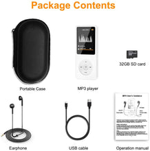 Carica l'immagine nel visualizzatore di Gallery, Lettore MP3, Lettore Musicale con Scheda SD da 32 GB, Lettore MP3 Bambini Portatile Lossless Sound con Radio FM/Registratore Vocale/Video/E-Book (Cuffie, Cavo USB inclusi) bianca