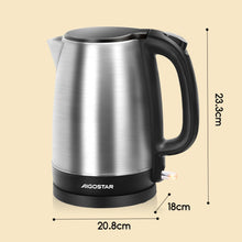 Carica l'immagine nel visualizzatore di Gallery, Aigostar Milo - Bollitore Acqua Elettrico 2200W, Capacità 1,7L, Bollitori In Acciaio Inox spazzolato, Senza BPA con Spegnimento Automatico e Protezione da Bollitura a Secco, Filtro Anticalcare, Nero