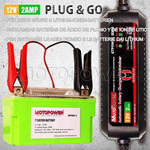Carica l'immagine nel visualizzatore di Gallery, MOTOPOWER MP00207A Caricabatteria Automatico da 12V 2Amp Smart per batterie al Piombo e agli ioni di Litio