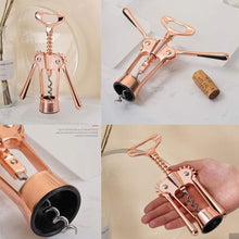 Carica l'immagine nel visualizzatore di Gallery, OMZGXGOD Cavatappi in Oro Rosa, Cavatappi Multifunzione Alato, Apribottiglie di Alta qualità dal Design Moderno - Apribottiglie per Vino e Birra - Regalo per Vino - Idea Regalo Speciale