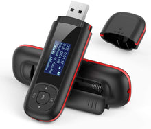 Carica l&#39;immagine nel visualizzatore di Gallery, AGPTEK Lettore MP3 portatile da 8 GB, display LCD da 1 pollici, chiavetta USB con FM, registrazione U3, nero e rosso