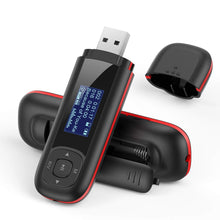 Carica l&#39;immagine nel visualizzatore di Gallery, AGPTEK Lettore MP3 portatile da 8 GB, display LCD da 1 pollici, chiavetta USB con FM, registrazione U3, nero e rosso