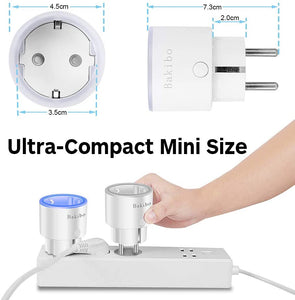 bakibo Presa Intelligente Wifi Compatibile con Alexa Echo, Google Home, Mini Smart Plug con Luce Notturna, App Controllo Remoto, Temporizzazione, Programma, Monitor Energetico - 2 Pcs