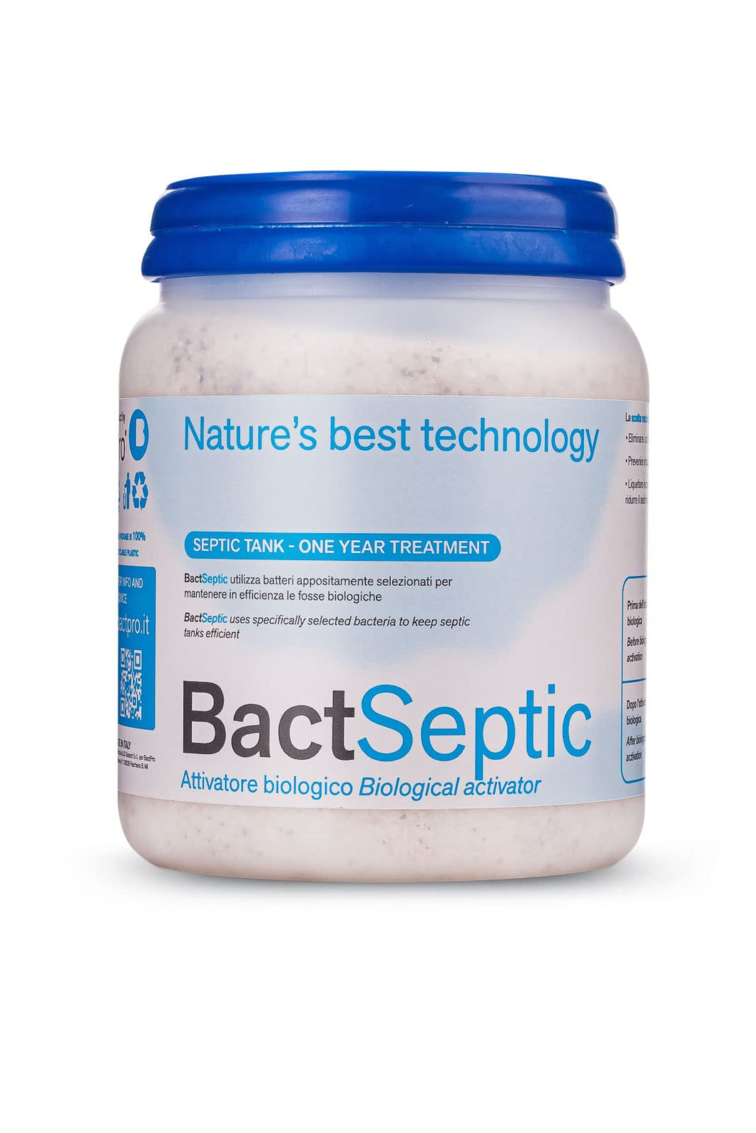 BactPro - BactSeptic - Pulizia e manutenzione delle fosse biologiche, scioglie gli ingorghi ed elimina cattivi odori - Attivatore Biologico - Polvere 1,3 kg con dosatore