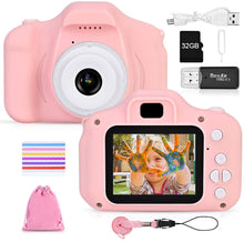 Carica l'immagine nel visualizzatore di Gallery, Faburo Macchina Fotografica per Bambini con Scheda SD 32 GB, Macchina Fotocamera Bambini Portatile Digitale Portatile Digital Camera Kids Videocamera Regalo di Compleanno per Bambini(Rosa)
