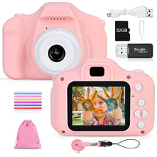 Carica l'immagine nel visualizzatore di Gallery, faburo Macchina Fotografica per Bambini con Scheda SD 32 GB, Macchina Fotocamera Bambini Portatile Digitale Portatile Digital Camera Kids Videocamera Regalo di Compleanno per Bambini(Rosa)