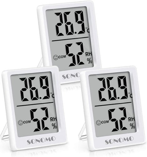 Sonomo Igrometro Termometro 3 Pezzi Termometro Ambiente Interno Igrometro Digitale Misuratore Umidità Ambiente Soggiorno, Camera Dei Bambini, Ufficio（Bianco)