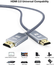 Carica l'immagine nel visualizzatore di Gallery, Cavo HDMI 4k Ultra HD [2m],Cavi HDMI 2.0 alta velocità Supporta Ethernet 3D,4K e ritorno audio-2160p Full HD 1080p 3D,Blu-Ray,Xbox 360 TV, Playstation PS3,PS4, HDTV,Arco,HDCP 2.2,HDR