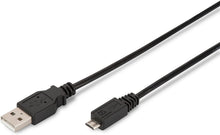 Carica l'immagine nel visualizzatore di Gallery, Ewent Cavo USB 2.0 Tipo A/Maschio a B/Micro, Ricarica e Sincronizzazione per Smartphone Samsung, Navigatori, Fotocamere Digitali, Mp3, Doppia Schermatura AWG 28 in Rame, 1m, Nero