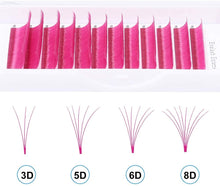 Carica l'immagine nel visualizzatore di Gallery, Ciglia singole ciglia colorate, 0,07 mm arricciatura a C mista 8-14 mm ciglia russe a volume facile, ciglia singole a grappolo rosa per extension ciglia 8-14mm Rosa-0.07-C