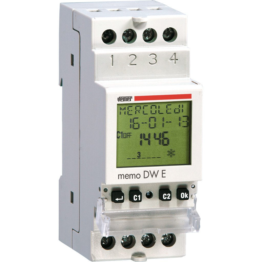 Vemer VP871800 Interruttore Orario Digitale Memo DW e, Grigio Chiaro