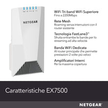 Carica l&#39;immagine nel visualizzatore di Gallery, Netgear  EX7500 Nighthawk X4S Ripetitore WiFi AC Mesh, 2200 Mbps, Bianco
