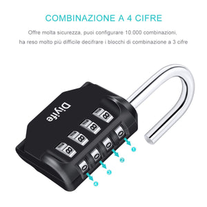 Lucchetto Combinazione, [Confezione Da 2] [Nuova Versione] Diyife Nero - Ilgrandebazar