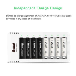 BONAI Batterie Ricaricabili AA Alta Capacità, 2800mAh Pile Stilo 8AA+C - Ilgrandebazar