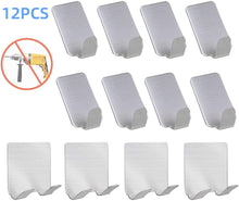 Carica l'immagine nel visualizzatore di Gallery, Gancio Autoadesivo(12 pcs), Gancio da Parete in Acciaio Inox, Ganci portasciugamani, Ganci Appendiabiti, Ganci Adesivi da Parete per Bagno e Cucina