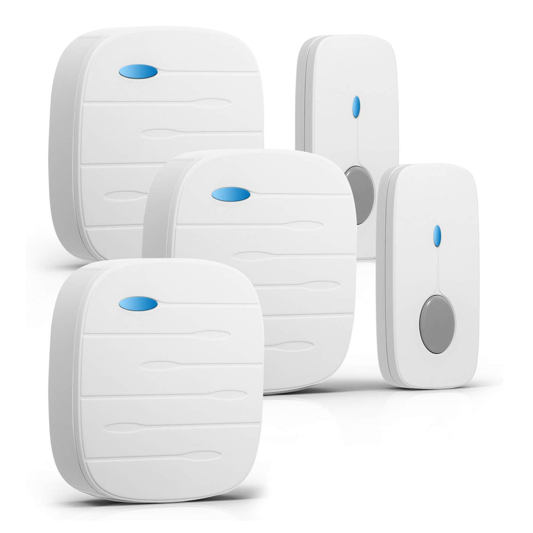Campanello Senza Fili, Fityou Impermeabile Campanello, 2 Trasmettitore Bianco - Ilgrandebazar
