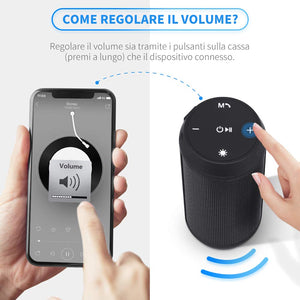 Cassa Bluetooth Altoparlante Speaker Portatili Stereo Hi-Fi 1800mAh, Nero - Ilgrandebazar