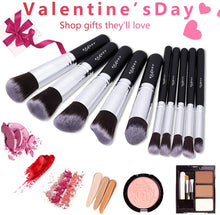 Carica l&#39;immagine nel visualizzatore di Gallery, Pennelli Make Up BEAKEY Premium synthetic pennelli trucco fondazione cipria fard, ombretto, Set di pennelli make up, kit con spugnetta e Brush Egg (10 + 2 pezzi, nero/argento)