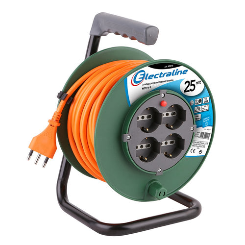 Electraline 49108 Prolunga Elettrica 25 mt con Avvolgicavo 4 Verde-arancio - Ilgrandebazar