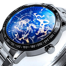 Carica l&#39;immagine nel visualizzatore di Gallery, Alienwork IK Orologio Nero/Movimento D&#39;oro/Cinturino In Metallo Argento - Ilgrandebazar
