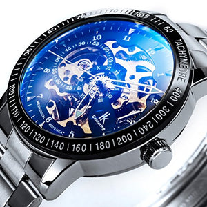 Alienwork IK Orologio Nero/Movimento D'oro/Cinturino In Metallo Argento - Ilgrandebazar