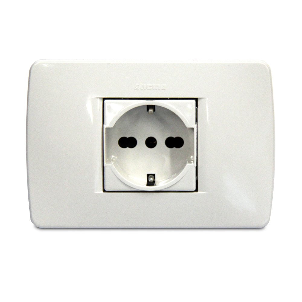 BTicino S4140CAB Luna Premont Kit Presa Standard Tedesco/Bipasso, Bianco - Ilgrandebazar
