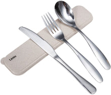 Carica l'immagine nel visualizzatore di Gallery, Lictin Set Posate monoblocco Posate in Acciaio Inossidabile da Campeggio con Custodia in Neoprene- 1 x forchetta, 1 x coltelli, 1 x Cucchiai Cena