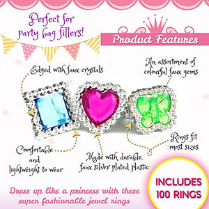 THE TWIDDLERS 100 Anelli Bambina Giocattolo Colorati con Gemme di Strass in... - Ilgrandebazar