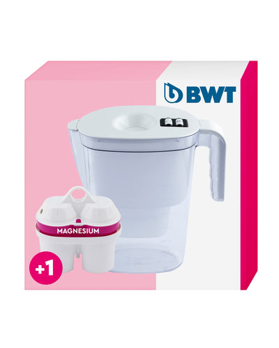 BWT Filtro acqua Vida White da 2,6 l con 1 cartuccia filtrante in magnesio | per acqua potabile | Filtri calce, cloro, piombo e rame