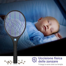 Carica l&#39;immagine nel visualizzatore di Gallery, YISSVIC Racchetta Zanzare Elettrica, 1200 mAh Ricarica USB, 3800 Volt con Torcia Rimovibile, Illuminazione a LED, Protezione Maglia a Doppio Strato, Adatto per Casa Giardino Campeggio BBQ Picnic