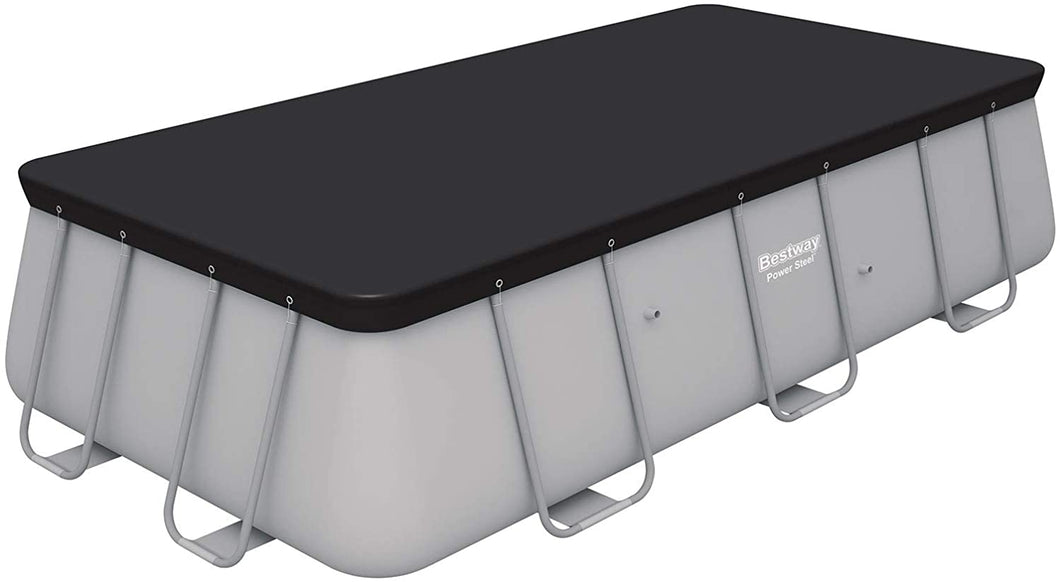 bestway- Flowclear PVC-Abdeckplane 396x185 cm, Grau, für Power Steel Pools 404x201x100 cm und 412x201x122 cm Telo di Copertura per Piscina, Colore, 58232