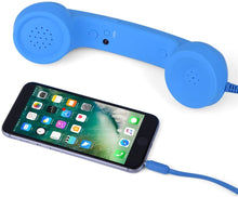 Carica l&#39;immagine nel visualizzatore di Gallery, Cornetta vintage per smartphone retrò per Tutti Gli Smartphone, Anti-Radiazioni Cuffie telefoniche cablate Vintage da 3,5 mm Microtelefono con Microfono Solo per Telefono Cellulare per iOS(Blu)