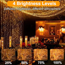 Carica l'immagine nel visualizzatore di Gallery, Realky Luci Albero di Natale, 62.2M 520 LED Luci Natalizie da Esterno ed Interno, 8 Modalità con Funzione Memoria e Telecomando Luci di Natale per Giardino, Balcone, Casa, Festa - Bianco Caldo
