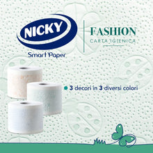 Carica l&#39;immagine nel visualizzatore di Gallery, Nicky Fashion - 4 Rotoli di Carta Igienica, 165 Soffici Fogli a 4 Veli, 3 Diverse Texture e Colori, Delicato Profumo di Talco, Carta 100% Certificata FSC®