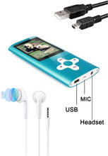 Carica l'immagine nel visualizzatore di Gallery, 16GB Lettore MP3, Tabmart Metal Hi-Fi Capacità Di Musicale Portatile Lettore MP3 Sound MP4 Lettore Multifunzione 15 Ore Di Riproduzione Continua, Blu