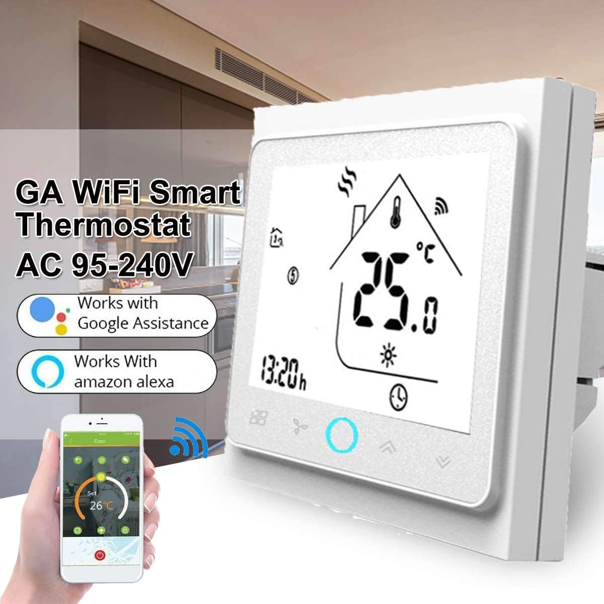 Termostato WiFi per Caldaia a Gas,Termostato Caldaia Schermo LCD