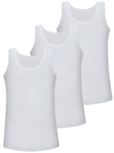 LOREZA - Canottiera - Ragazzo Bianco, 3 Pezzi. 140 cm-146 cm - Ilgrandebazar