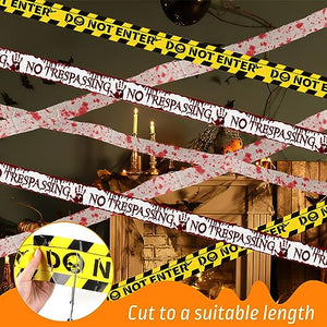Nastro di Avvertenza Halloween*6pcs, ACTOYS 24m Garza Insanguinata di Halloween, Nastro di Avvertimento di Halloween, Nastro di Segnalazione Pericolo, Nastri di Avvertimento per Giardino di Halloween