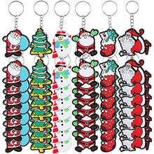 Carica l'immagine nel visualizzatore di Gallery, FLOFIA 48pz Portachiavi Natale Natalizio Giocattoli Portachiavi in PVC per Donna Uomo Bambini Portachiavi Regalo Ciondolo Ricordo per Bomboniere Festa Natale (6 Modelli)