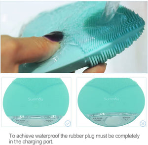 【Sunmay Leaf】SUNMAY Spazzola Viso Pulizia Silicone, Massaggiatore Elettrico del viso Impermeabile Detergente viso e Esfoliante, Ricaricabile con vibrazioni Sonico Dispositivo di Pulizia del
