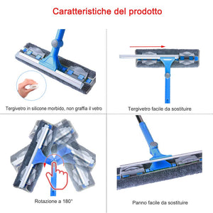 IKU Kit Lavavetri Telescopico Lungo (167CM) - Manico Estensibile, 167 CM, Blu - Ilgrandebazar