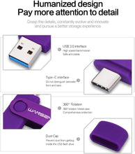 Carica l'immagine nel visualizzatore di Gallery, Chiavetta USB USB 3.0 di tipo C Wansenda USB Pen Drive OTG Flash Drive Per Tipo-C Dispositivi Android/PC/Mac (64GB, Viola) 64 Gb Viola